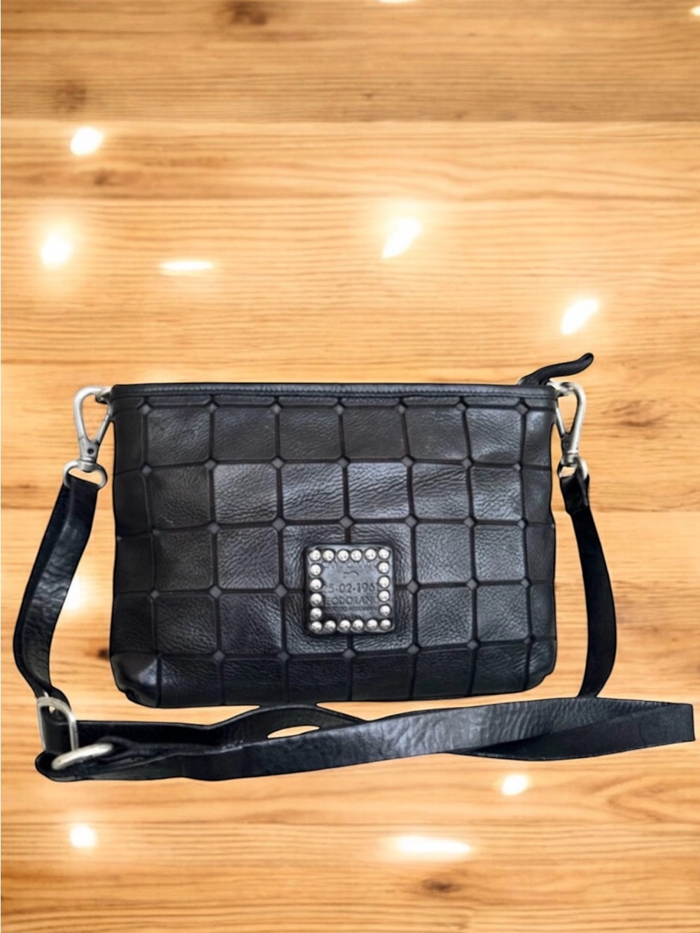 CAMPOMAGGI Acacia Shoulder Bag Black Leather Crossbody